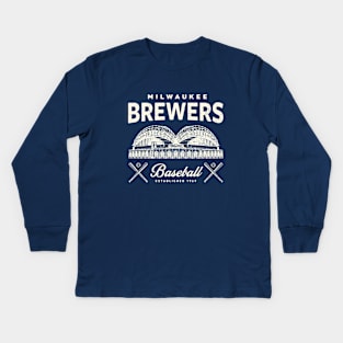 Milwaukee Brewers 1 by Buck Tee Originals Kids Long Sleeve T-Shirt